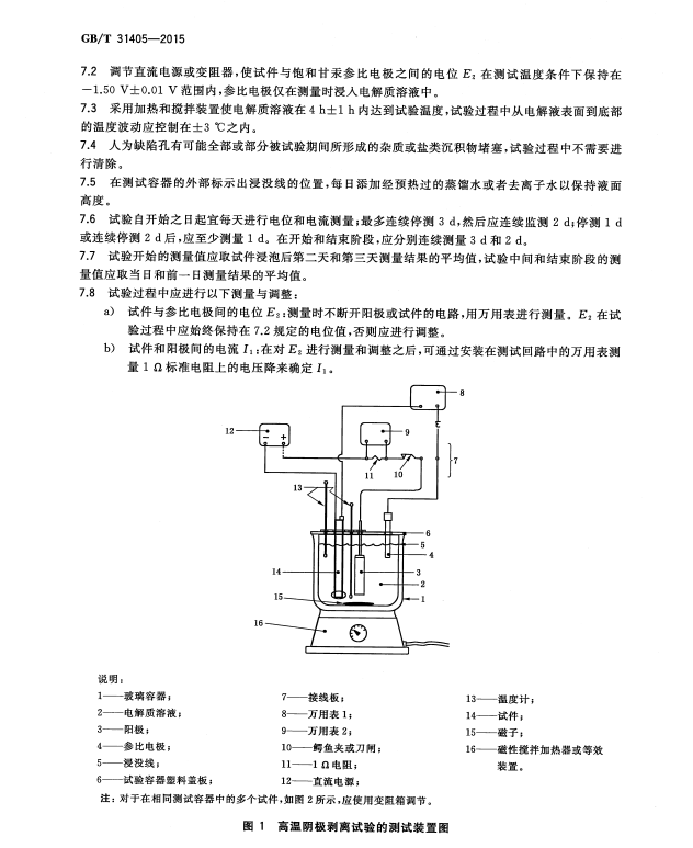 GB/T 31405-2015 管道耐蝕涂敷層高溫陰極剝離試驗(yàn)方法