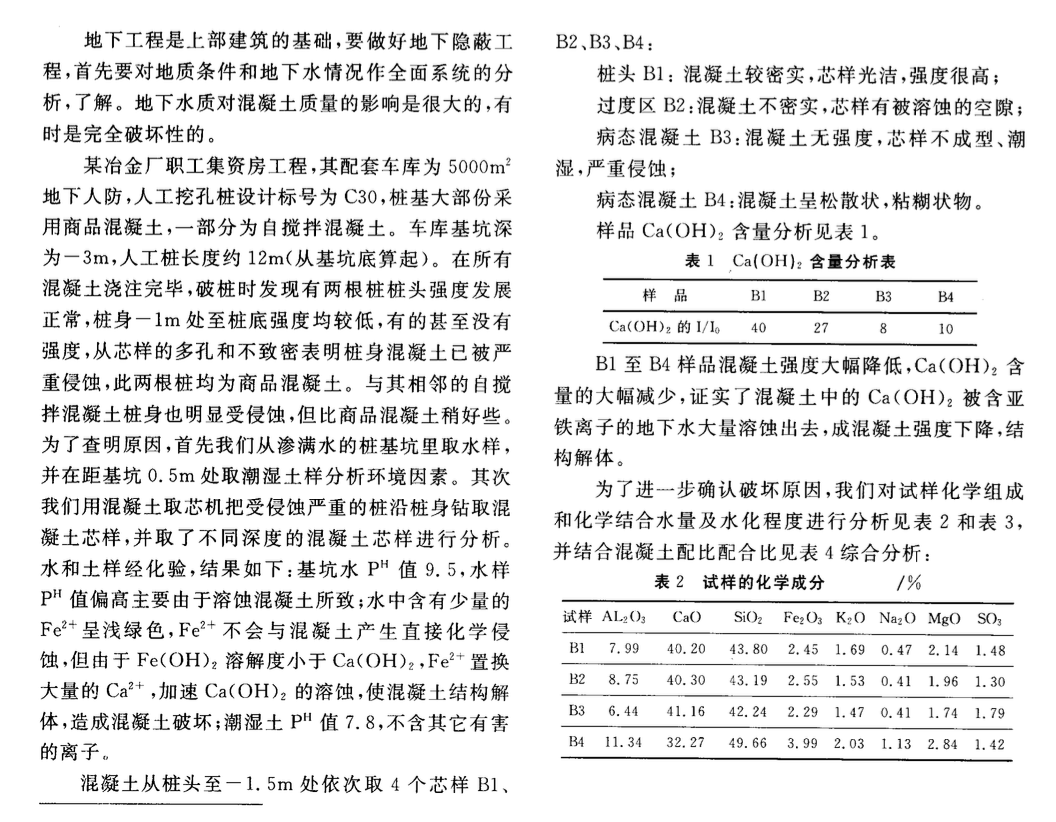 某地区关于亚铁离子对桩基混凝土的侵蚀施工方案