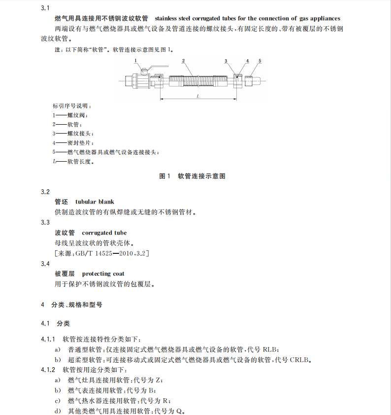 GB/T-41317-2022-燃?xì)庥镁哌B接用不銹鋼波紋軟管