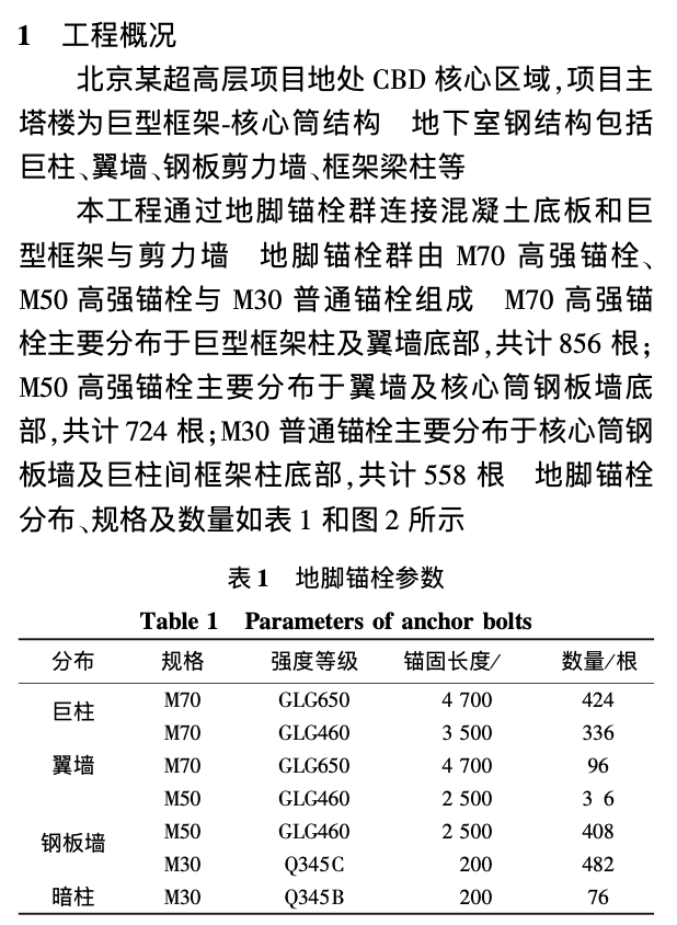 巨型框架結(jié)構(gòu)地腳錨栓群裝配整體式的安裝技術(shù)