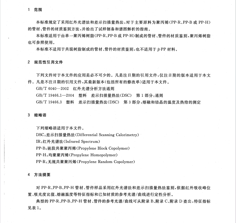 GB/T32463-2015聚丙烯(PP-R-PP-B-PP-H)管材-管件材質(zhì)鑒別方法