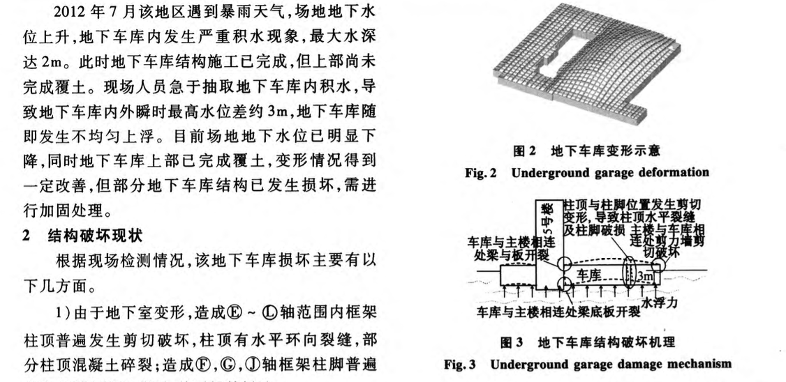 某地下車庫上浮事故中結(jié)構(gòu)破壞機理分析與加固