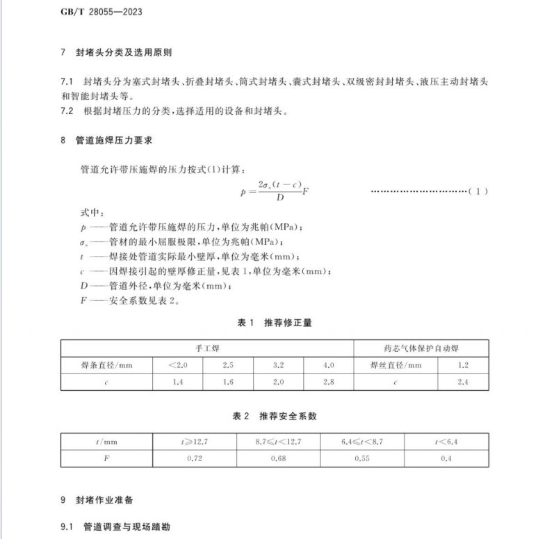 GB-T-28055-2023-鋼質(zhì)管道帶壓封堵技術(shù)規(guī)范