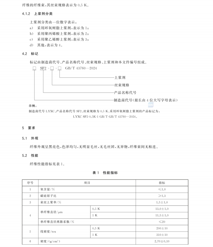 GB/T 43760-2024 低氧高碳型連續(xù)碳化硅纖維