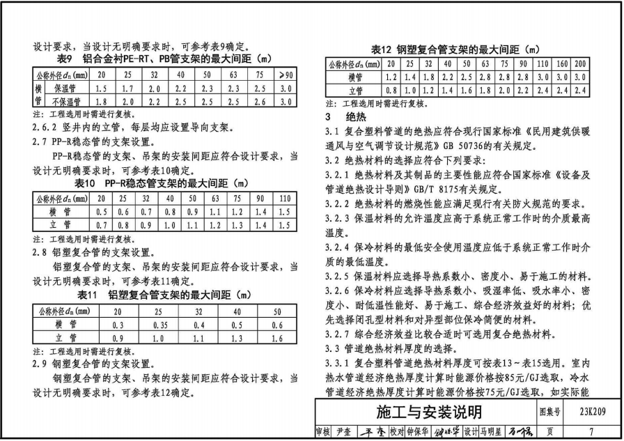 23K209 供暖空調(diào)用復(fù)合塑料管選用與安裝