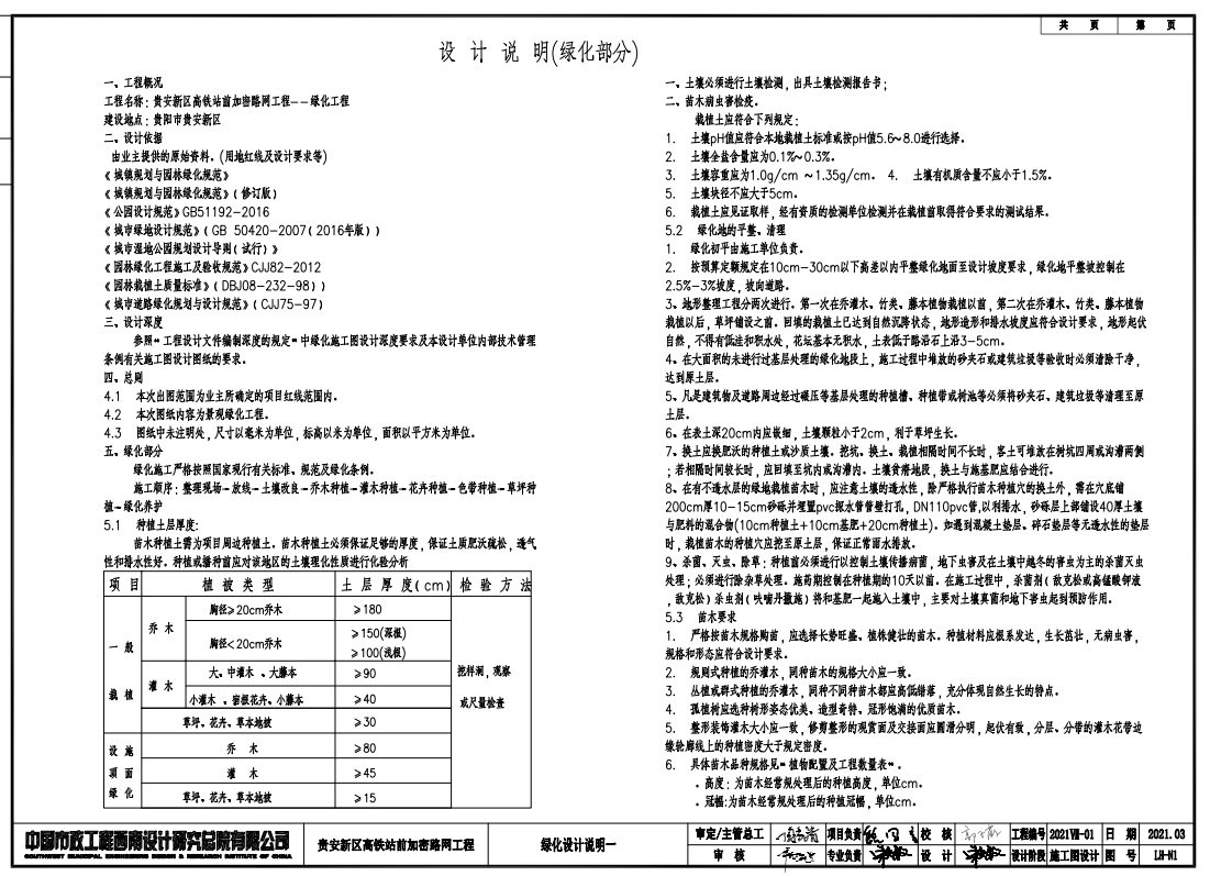 貴安新區(qū)高鐵站前加密路網(wǎng)工程施工圖設(shè)計(jì) 綠化工程