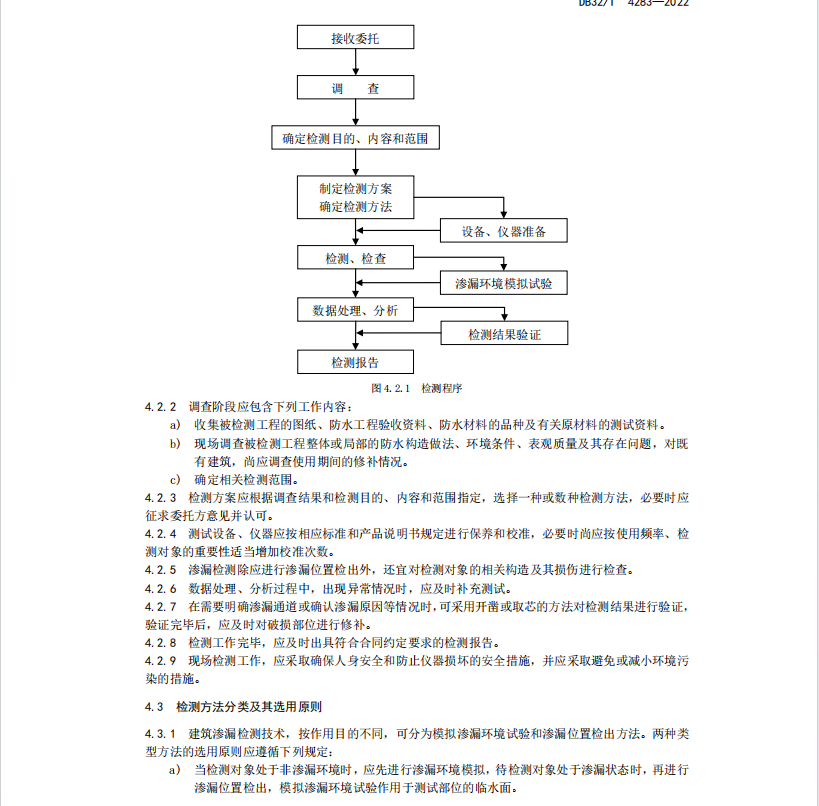 DB32T 4283-2022 建筑工程滲漏檢測技術(shù)規(guī)程