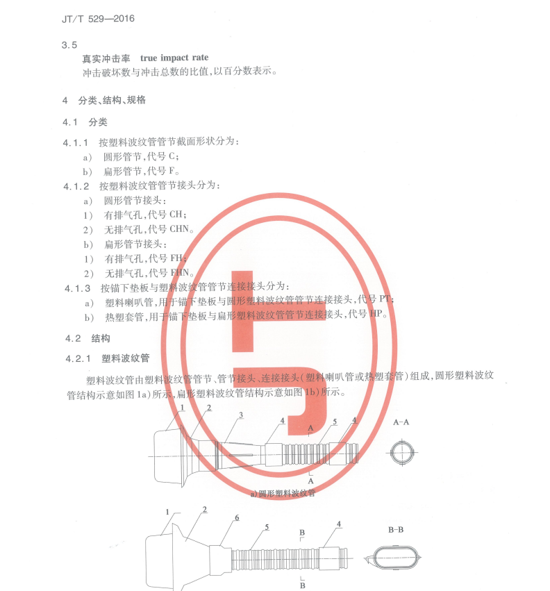 JTT529-2016預(yù)應(yīng)力混凝土橋梁用塑料波紋管