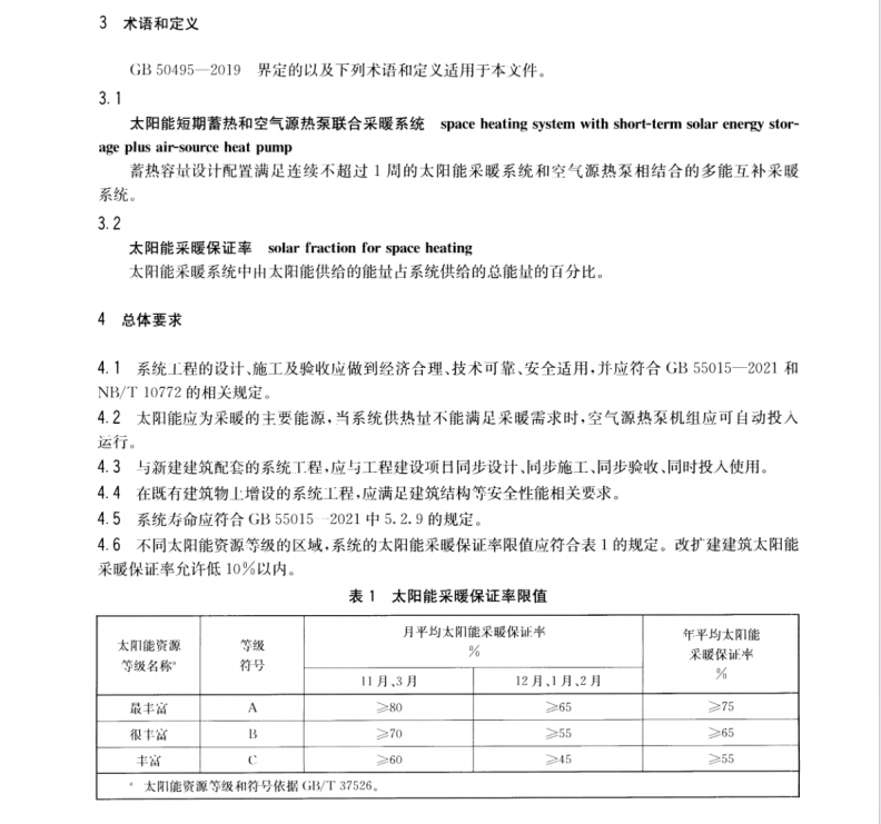 NBT 11038-2022 太陽能短期蓄熱和空氣源熱泵聯(lián)合采暖系統(tǒng)通用要求