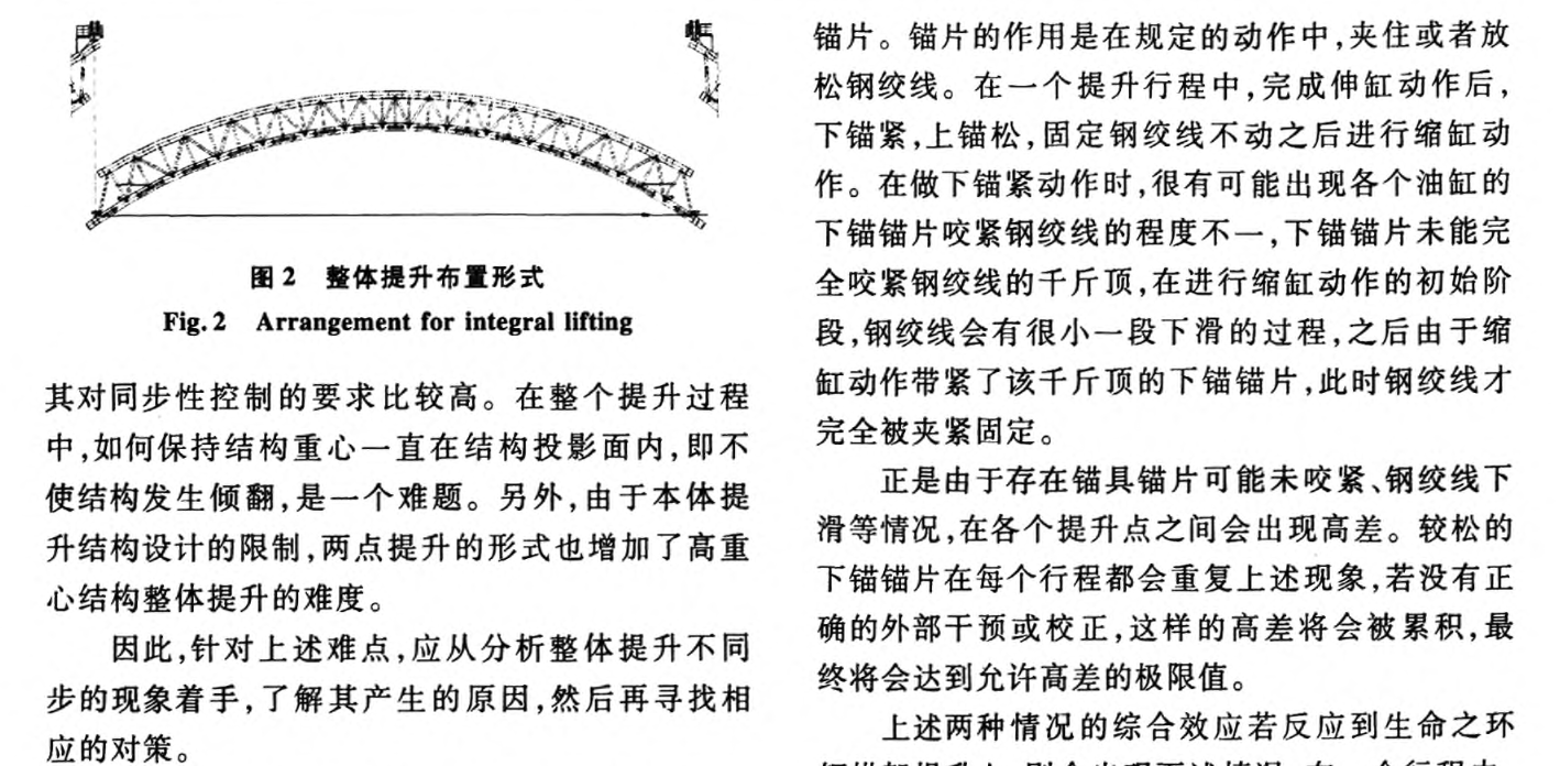 沈撫新城“生命之環(huán)”鋼拱架整體提升同步性研究