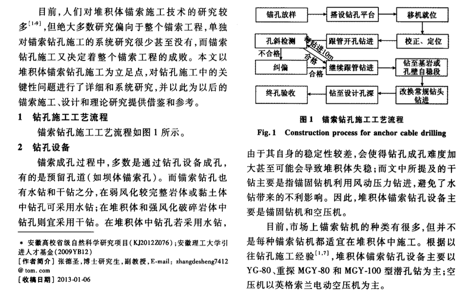 松散堆積體邊坡錨索鉆孔施工關(guān)鍵技術(shù)