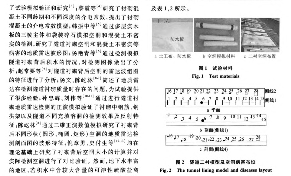 隧道襯砌背后空洞的地質(zhì)雷達(dá)檢測(cè)試驗(yàn)與模擬研究