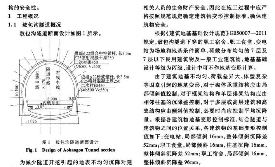 隧道下穿建筑物結(jié)構(gòu)變形監(jiān)測與分析