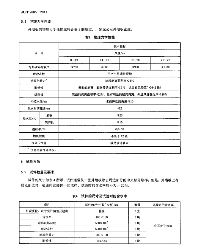 JC/T2085-2011纖維增強(qiáng)水泥外墻裝飾掛板規(guī)范