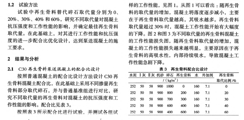 再生骨料泵送混凝土試驗(yàn)研究