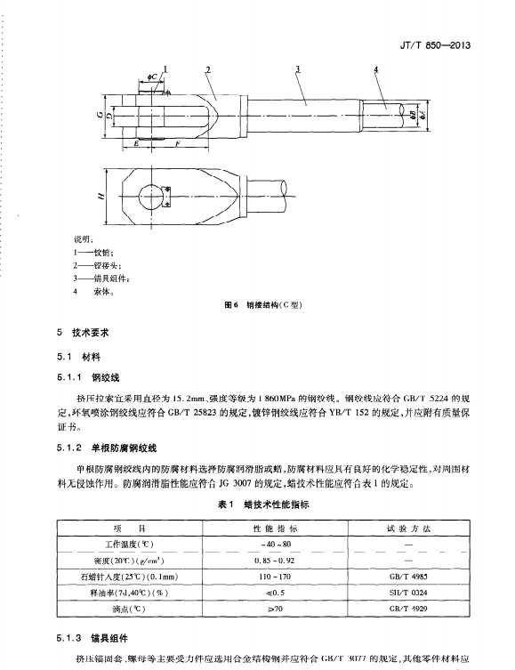 JTT850-2013擠壓錨固鋼絞線拉索