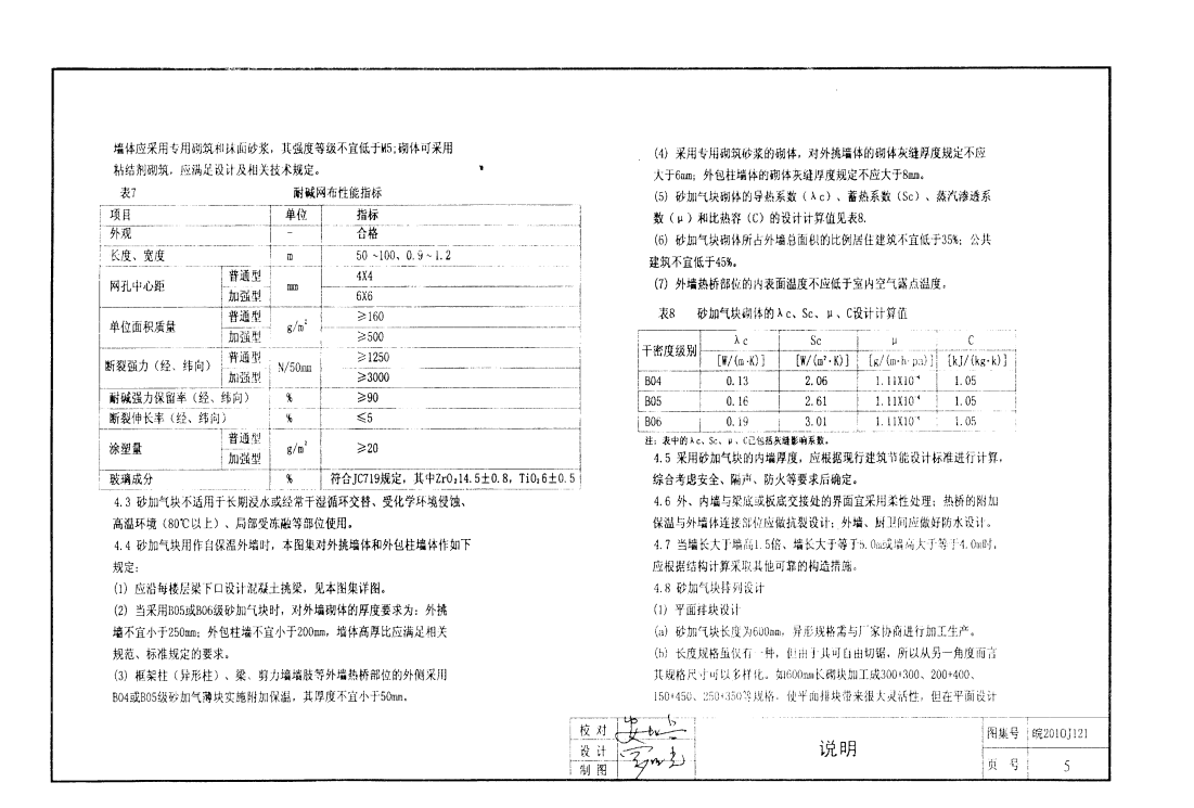 皖2010J121 蒸壓砂加氣混凝土砌塊-非承重墻自保溫構(gòu)造