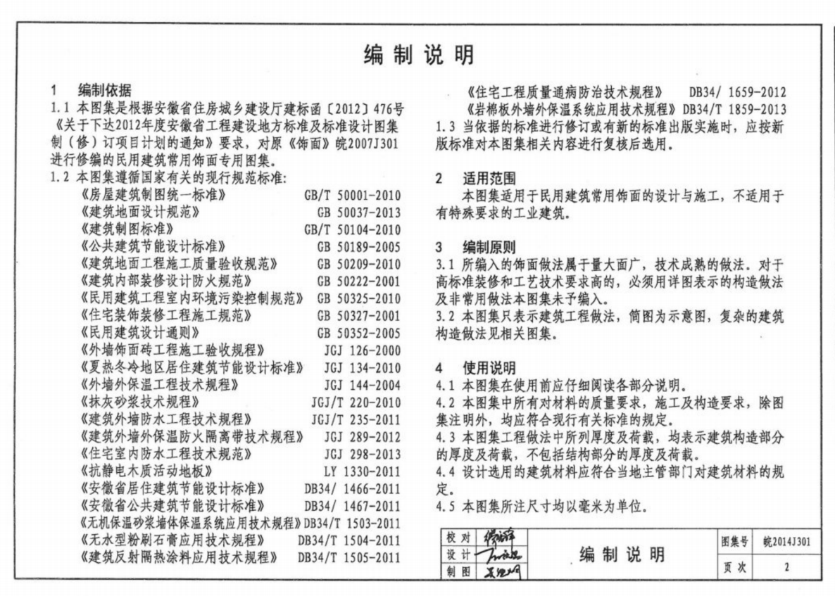 皖2014J301 民用建筑常用飾面