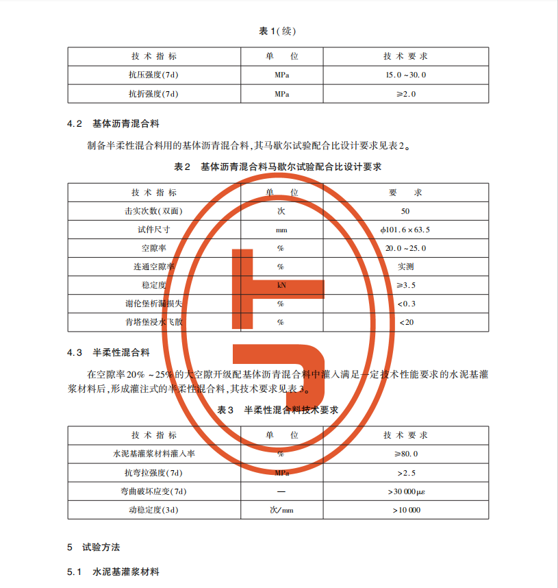 JT/T-1238-2019半柔性混合料用水泥基灌漿材料