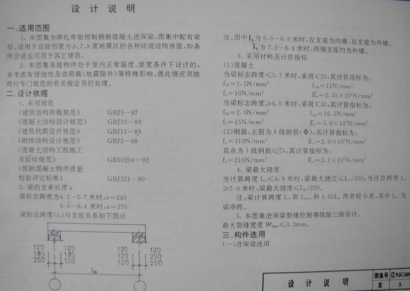 遼92G309 鋼筋混凝土進(jìn)深梁