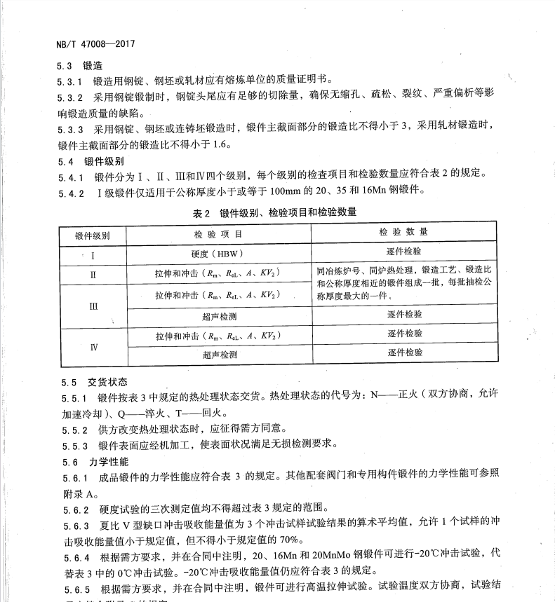 NBT-47008-2017-承壓設備用碳素鋼和合金鋼鍛件