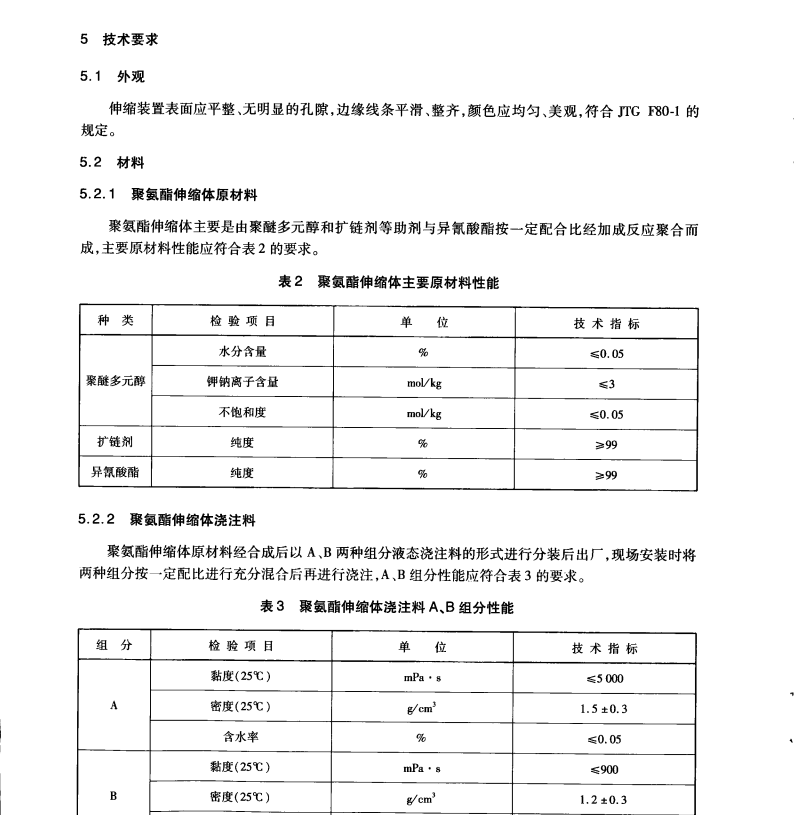 JTT 1039-2016 公路橋梁聚氨酯填充式伸縮裝置