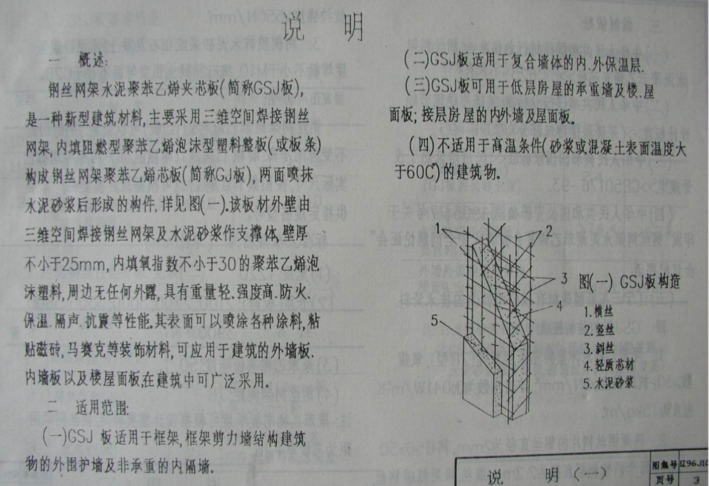 遼96J104 鋼絲網(wǎng)架水泥聚苯乙烯夾心板構(gòu)造