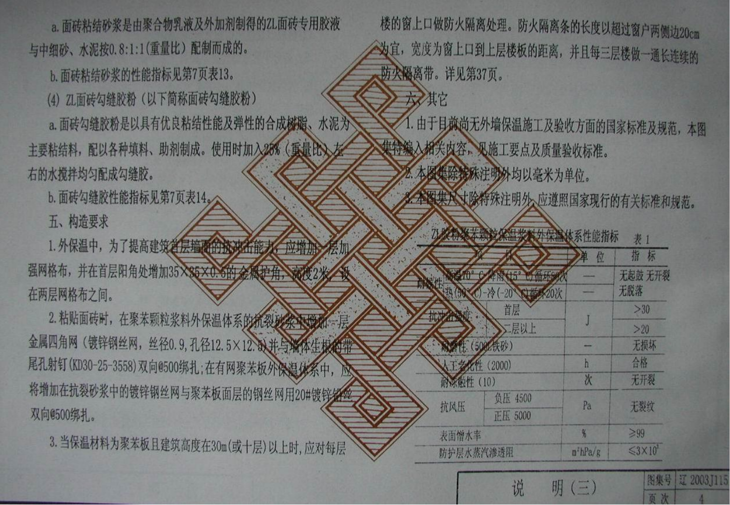 遼2003J115 ZL膠粉聚苯顆粒外保溫墻體構(gòu)造