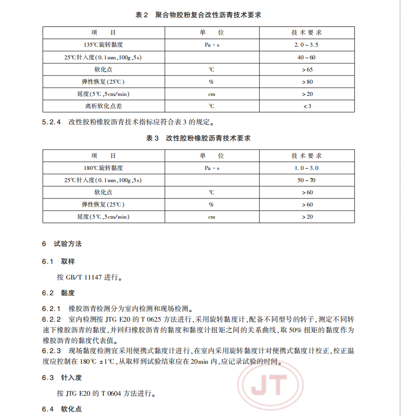 JTT 798-2019 路用廢胎膠粉橡膠瀝青