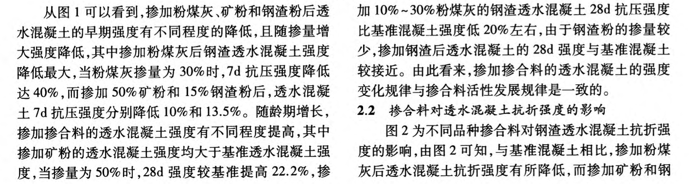 摻合料對鋼渣透水混凝土性能的影響