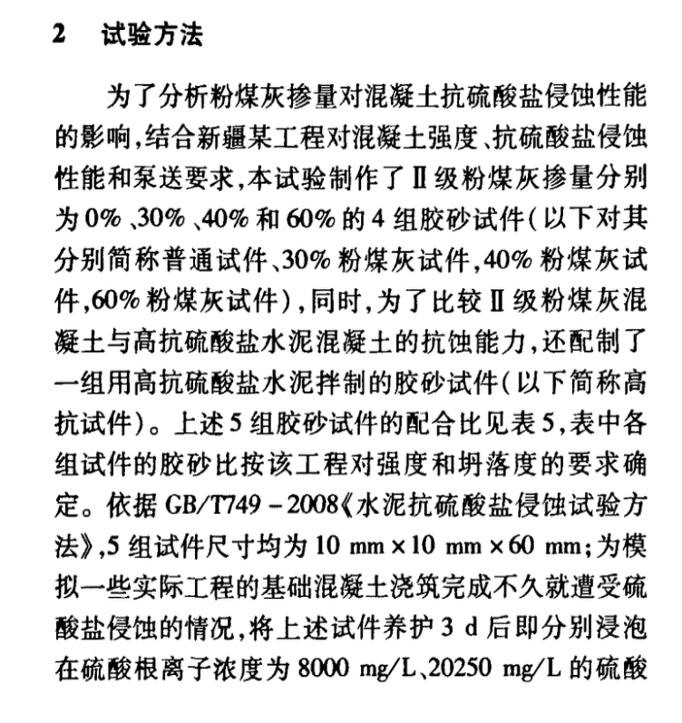 摻Ⅱ級粉煤灰高性能混凝土在短齡期養(yǎng)護(hù)條件下的抗侵蝕性能初討