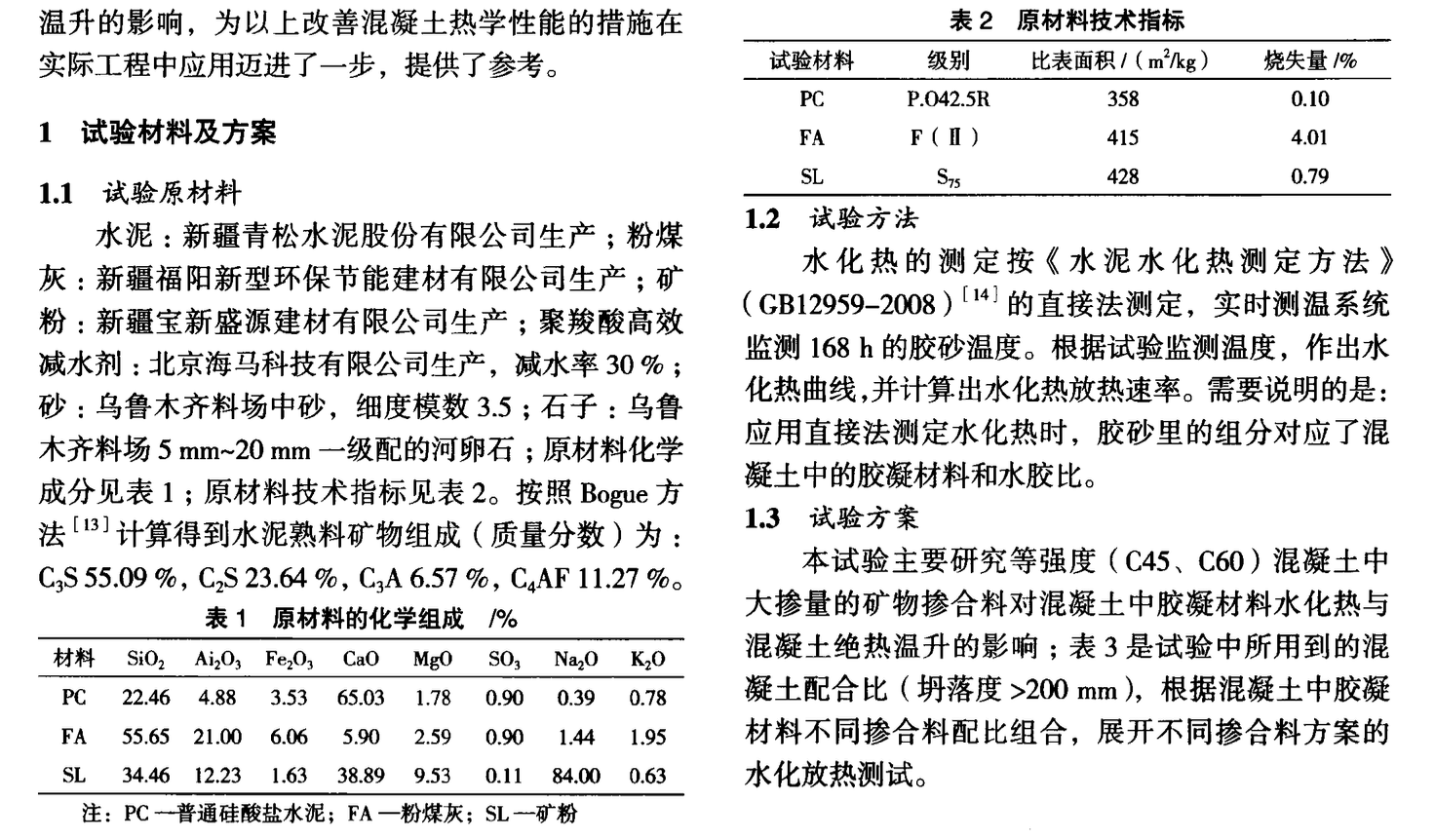 等強(qiáng)度條件下礦物摻合料對(duì)混凝土熱學(xué)性能的影響