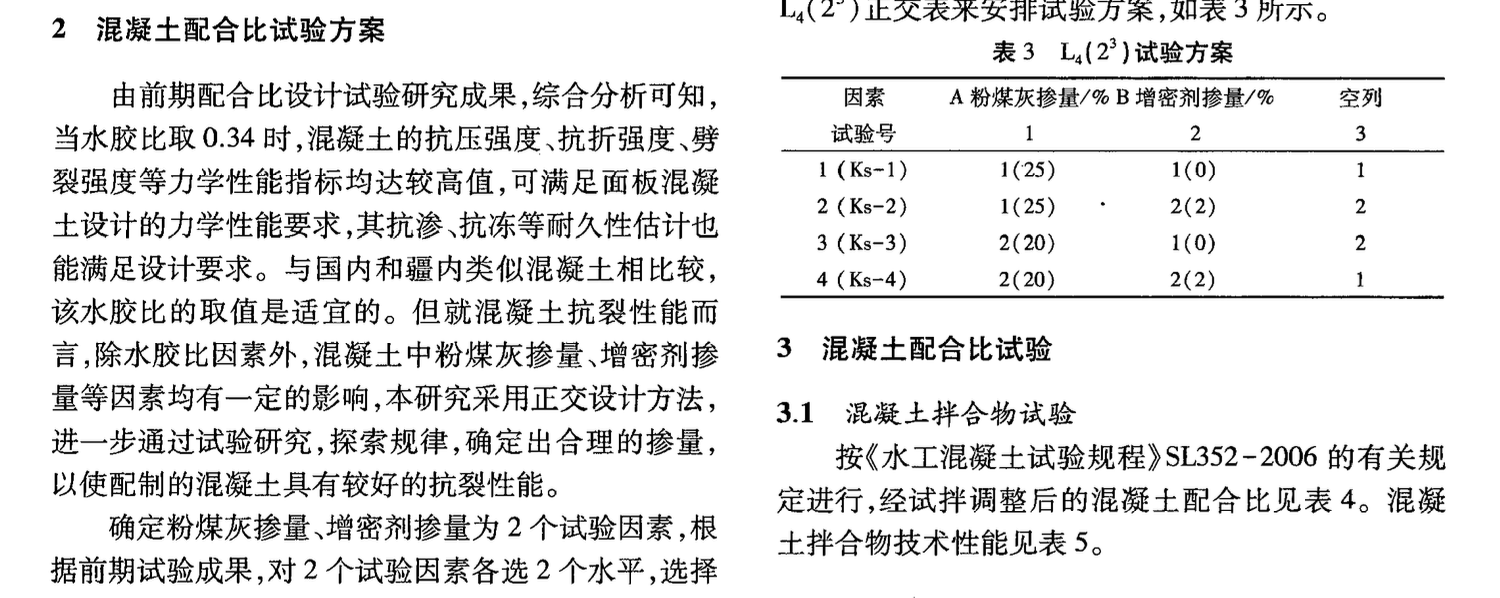 混凝土面板堆石壩面板混凝土配合比優(yōu)化設計