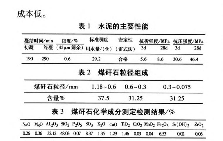 基于煤矸石綜合利用的新型充填材料性能研究