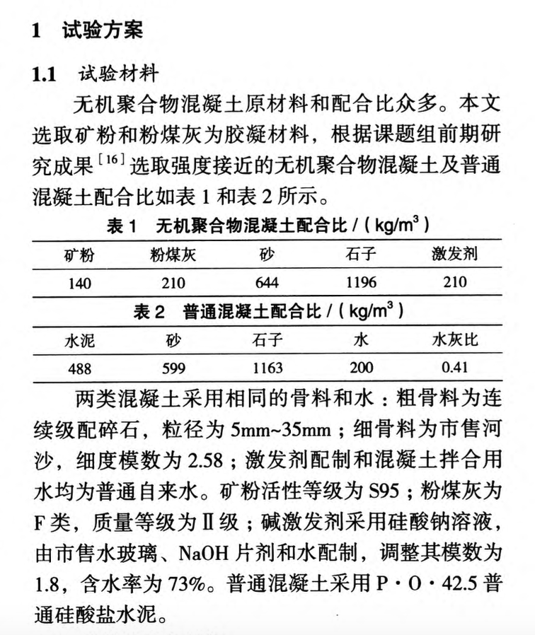 礦渣粉煤灰基無機(jī)聚合物混凝土短柱高溫后力學(xué)性能試驗(yàn)研究