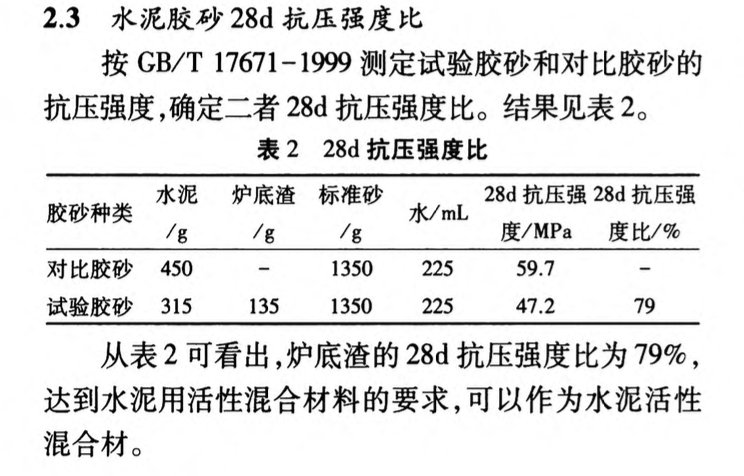 利用企業(yè)爐底渣制備水泥混合材的技術(shù)探討