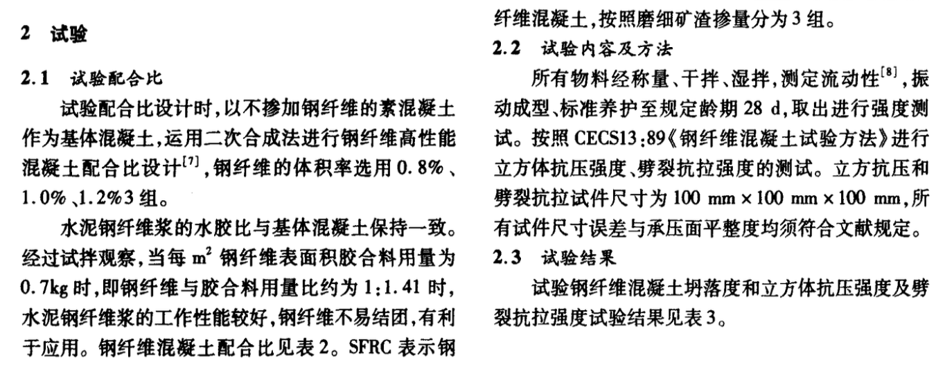 磨細(xì)礦渣對(duì)鋼纖維混凝土性能影響試驗(yàn)研究