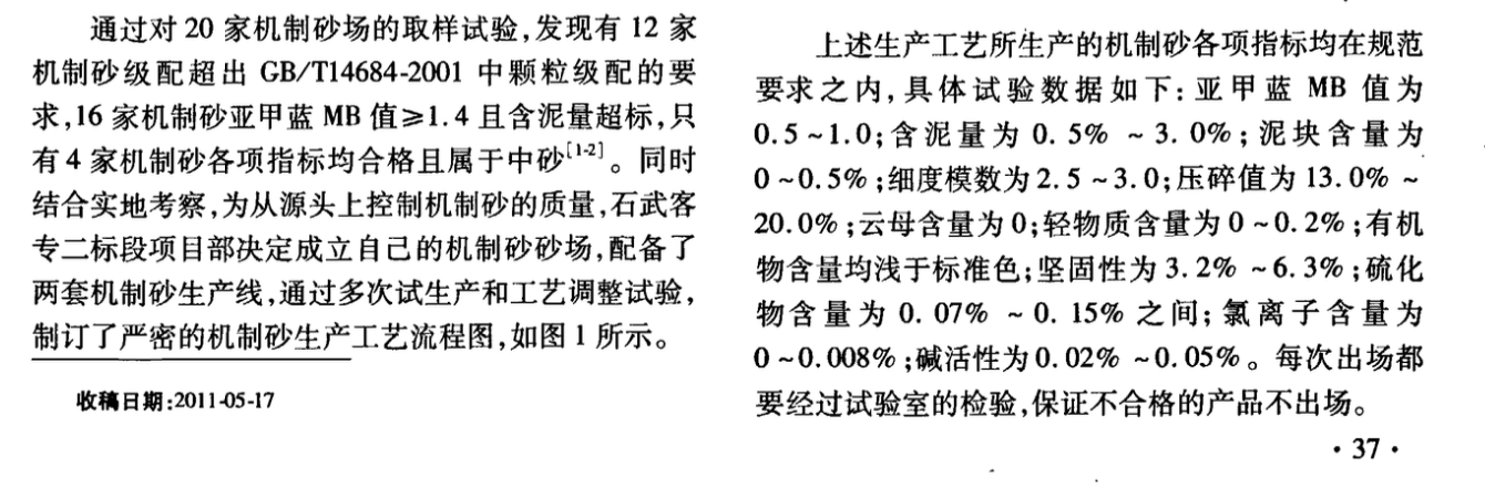 淺談機(jī)制砂在石武客運(yùn)專線二標(biāo)高性能混凝土配合比設(shè)計(jì)中的應(yīng)用