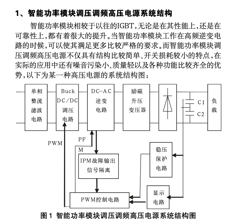 智能功率模塊調(diào)壓調(diào)頻高壓電源應(yīng)用