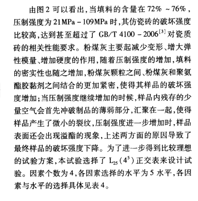 粉煤灰聚氨酯仿瓷磚的制備及性能研究