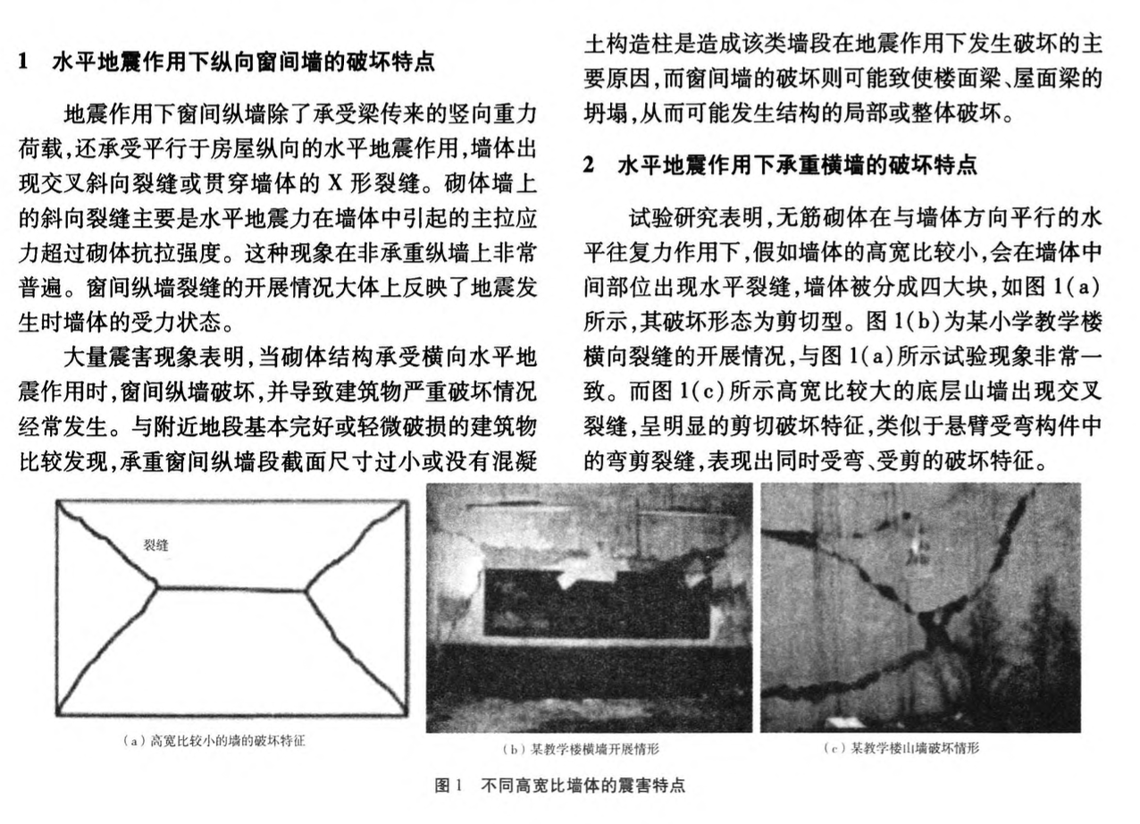 砌體結(jié)構(gòu)不同部位在地震力作用下的破壞特點(diǎn)及相關(guān)建議