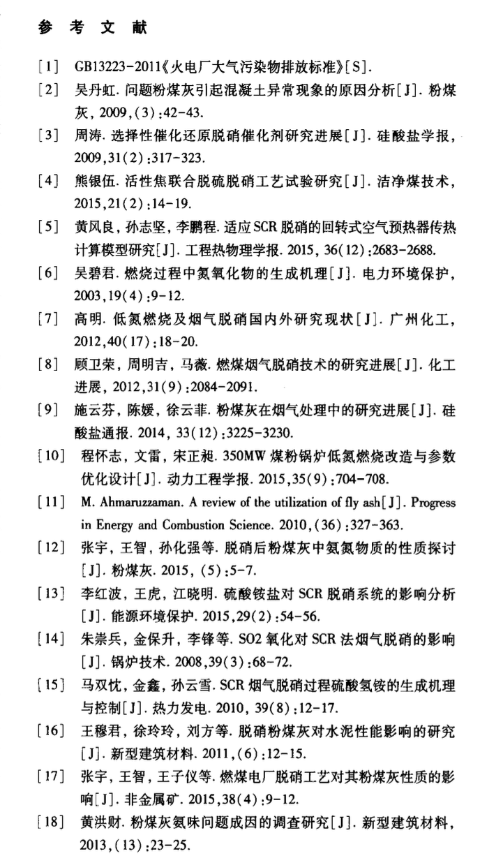 燃煤電廠脫硝對(duì)粉煤灰性能和資源化利用影響研究現(xiàn)狀