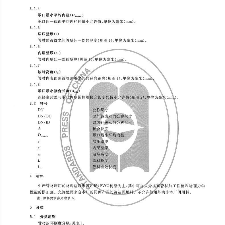 GBT 18477.1-2007 埋地排水用硬聚氯乙烯（PVC-U）結(jié)構(gòu)壁管道系統(tǒng)  第１部分