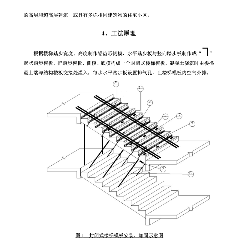 高层建筑封闭式楼梯模板工法