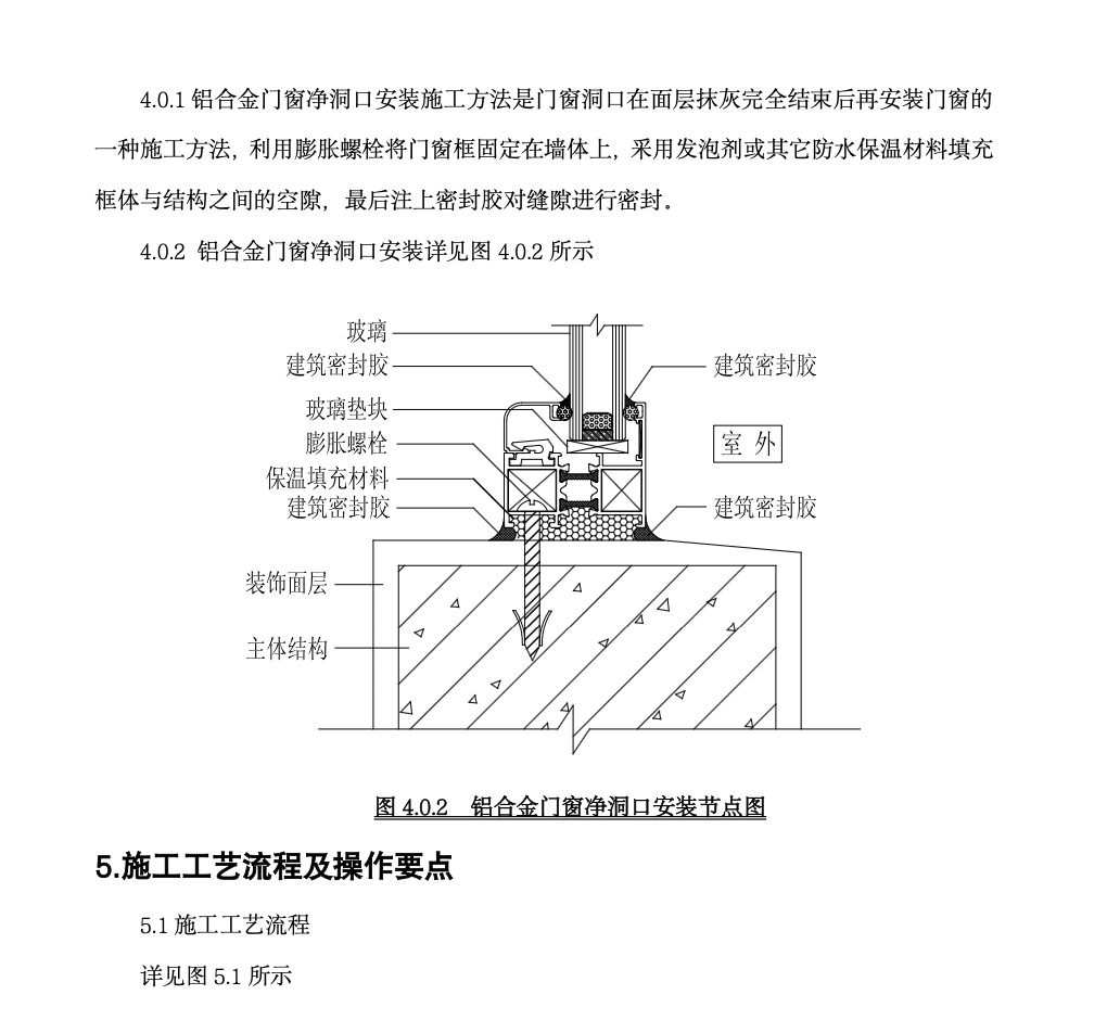 铝合金门窗净洞口安装工法