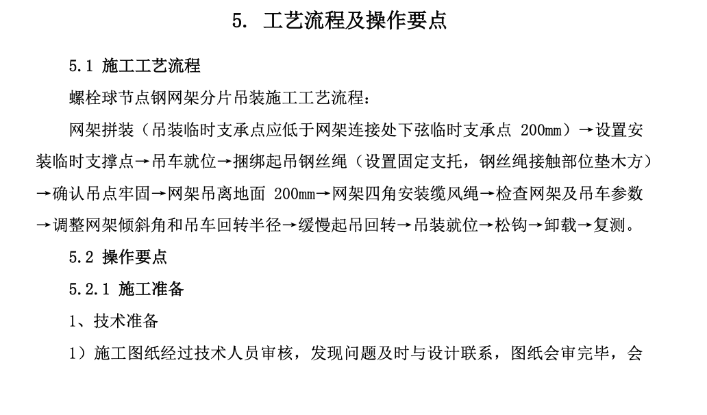 螺栓球节点钢网架分片吊装工法