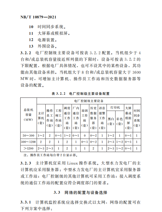 NB∕T 10879-2021 水力發(fā)電廠計(jì)算機(jī)監(jiān)控系統(tǒng)設(shè)計(jì)規(guī)范