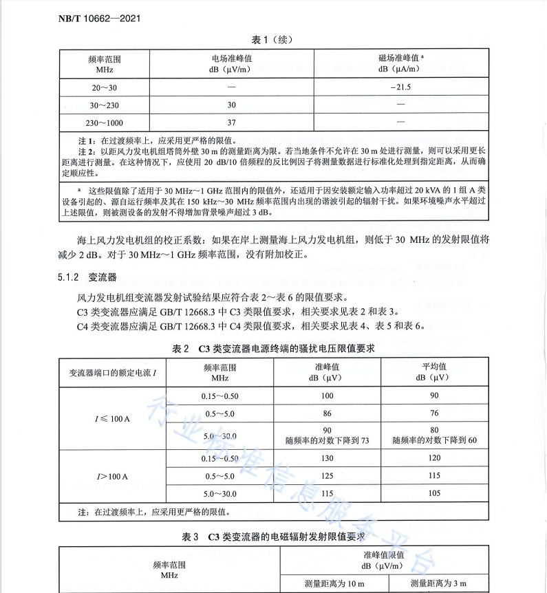 NB∕T 10662-2021 風(fēng)力發(fā)電機組 電氣系統(tǒng) 電磁兼容 技術(shù)規(guī)范