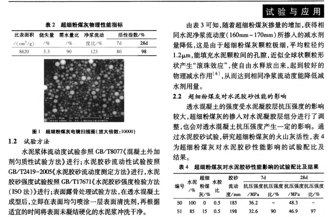 超细粉煤灰制备露骨透水混凝土的试验研究