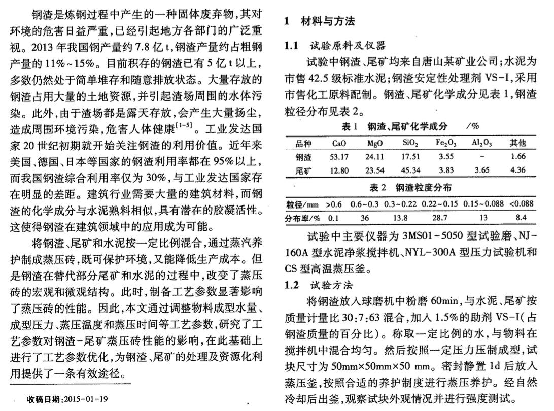 鋼渣尾礦蒸壓磚性能影響因素研究